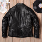 Venom same retro oil wax imported cowhide men's stand-up collar motorcycle riding leather leather jacket trendy jacket black