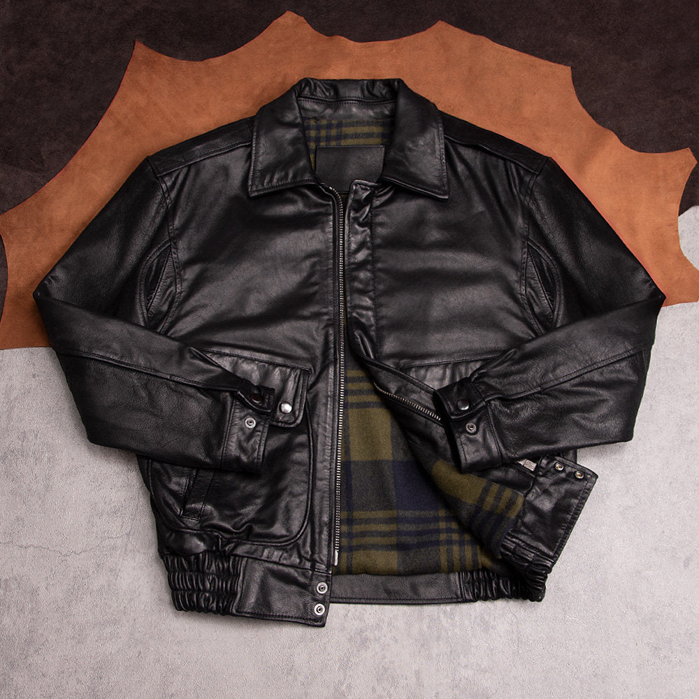 Retro Hong Kong-style men's and women's leather jackets, 90s daddy top layer cowhide washed frosted jackets, autumn and winter jackets
