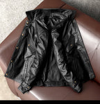 Handsome casual leather jacket pure top layer delicate calf leather leather jacket men's lapel short new coat