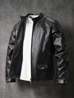 American Vintage Mendoza Washed Farmer Stone-Ground Distressed First-Layer Cowhide Motorcycle Leather Jacket
