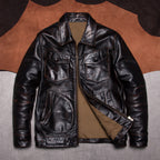 Mendoza classic leather jacket hand-polished top layer cowhide American vintage casual leather jacket farmer men's style