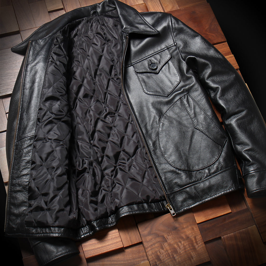 Washed stone mill vintage distressed top layer cowhide men's lapel leather jacket spring and autumn jacket genuine leather jacket