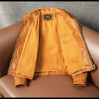 Vegetable-tanned top layer calfskin leather jacket men's short autumn and winter jacket