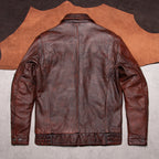 Vintage distressed A2 leather jacket top layer cowhide western leather coat daddy leather leather jacket men's loose cropped jacket
