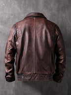 China Haining Genuine Leather Jacket Men's Biker Jacket Spring and Autumn Short Top Layer Cowhide Lapel Jacket Fashion Trend