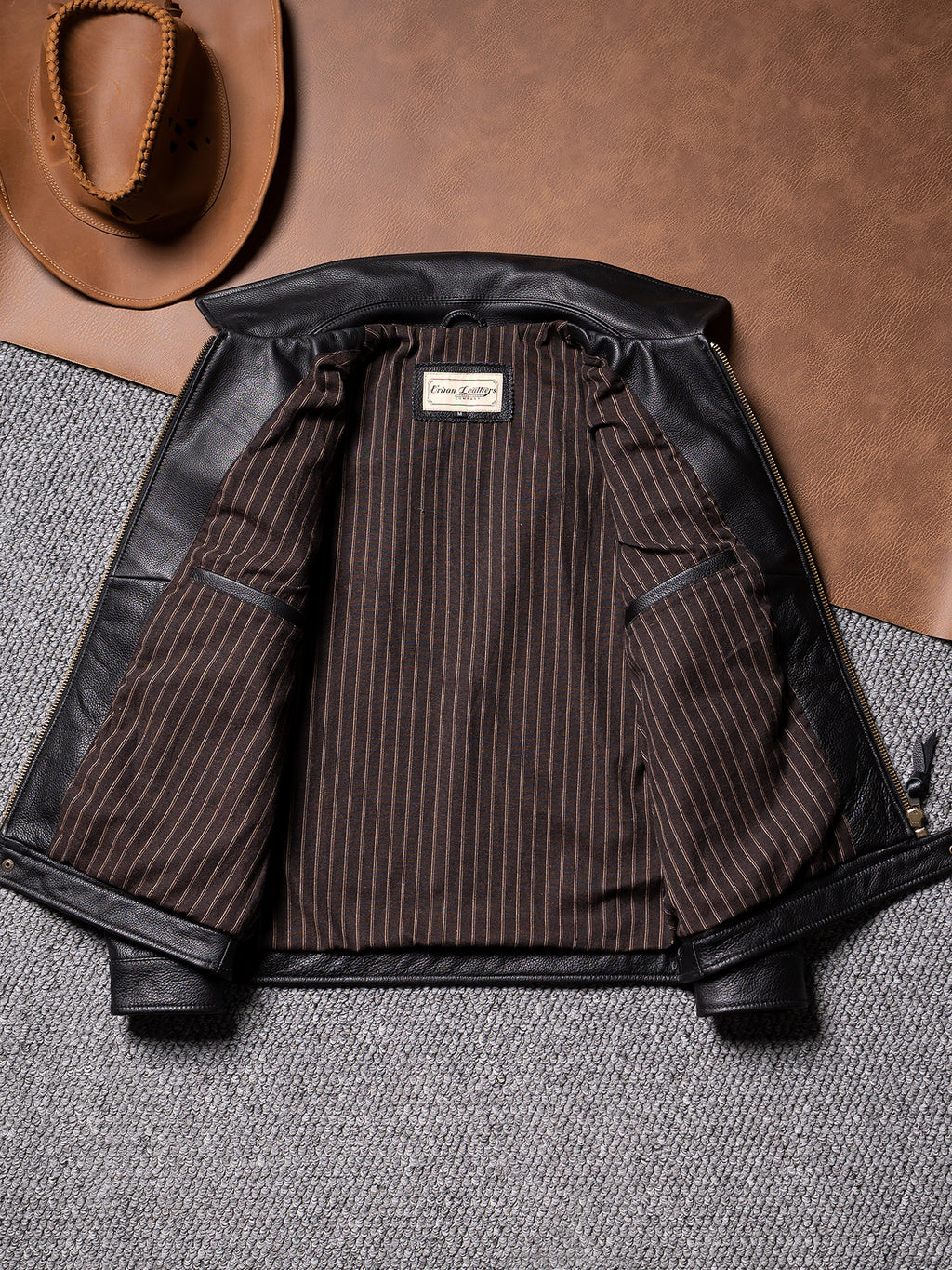 【Brad Pitt】Motorcycle leather jacket spring and autumn men's leather leather jacket top layer cowhide lapel casual jacket