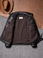 【Brad Pitt】Motorcycle leather jacket spring and autumn men's leather leather jacket top layer cowhide lapel casual jacket