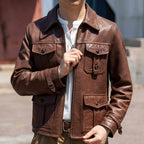 Genuine leather jacket for men, Jason Statham style biker jacket, heavy-duty tough first layer horsehide