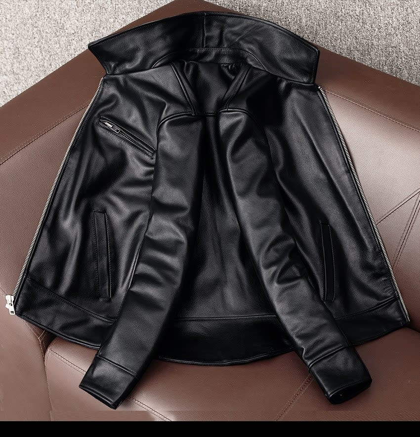 New imported genuine leather jacket men's leather jacket top layer small yellow cowhide autumn fashion slim leather jacket