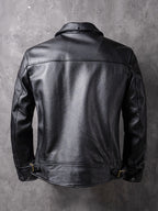 Spring and Autumn New Genuine Leather Jackets, Men's Cowhide Motorcycle Jackets, Short Lapel Jackets, Thin Fashion Trends