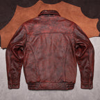Ami clicks old top layer cowhide leather leather jacket men's plus size short Hong Kong style wide version flight suit jacket autumn and winter