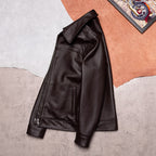 Genuine leather jacket men's casual leather jacket simple classic business jacket short versatile spring and autumn dark brown top
