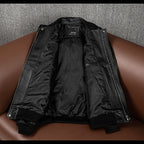 Three-dimensional embroidery new leather jacket men's top layer cowhide flight suit jacket handsome trendy cropped jacket