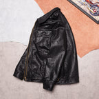 Graduation version vegetable-tanned top layer cowhide jacket men's slim fit classic Mendoza farmer American black leather jacket