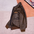New A2 leather flight suit jacket men's retro distressed washed pure top layer cowhide leather plus size jacket autumn and winter