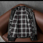 Top layer tea core horseskin leather jacket men's J100 motorcycle suit short slim stand-up collar autumn leather jacket jacket