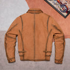 California Mounted Police Genuine Leather Jacket Men's Cool Riding Leather Jacket Old Tawny Brown Top Layer Cowhide Top