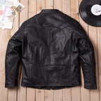 Vegetable-tanned leather stand-up collar venom classic motorcycle leather jacket top layer cowhide men's leather jacket autumn and winter