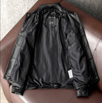 Handsome casual leather jacket pure top layer delicate calf leather leather jacket men's lapel short new coat