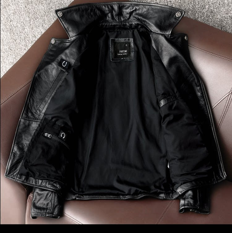 Harley heavy motorcycle uniform pure top layer cowhide leather jacket men's cycling suit multi-zip leather jacket jacket