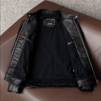 Pure top layer soft cowhide leather jacket men's middle-aged casual short stand-up collar leather jacket jacket