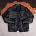 Top layer cowhide leather jacket men's autumn and winter new Korean version slim black jacket cropped top men's casual