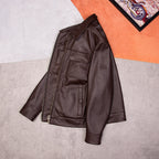 Pure top layer cowhide leather jacket men's casual business leather jacket lapel slim fit cropped leather jacket