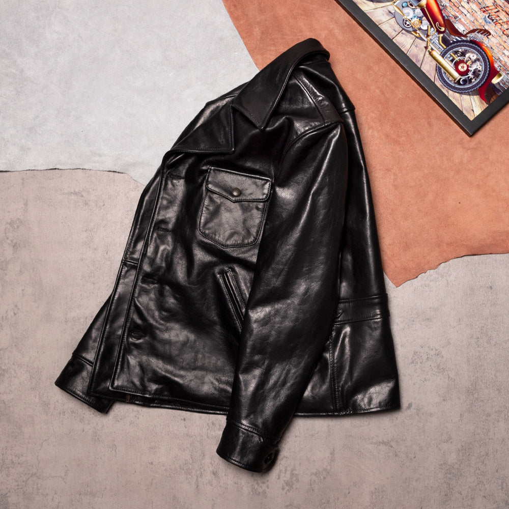 California Bear vegetable tanned cowhide motorcycle leather jacket American vintage leather leather jacket men's casual