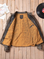 American vintage venom locomotive leather jacket heavy industry washed stone mill worn men's cowhide leather jacket jacket