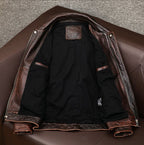 Ami clicks on the top layer of cowhide leather leather jacket men's motorcycle vintage old leather jacket