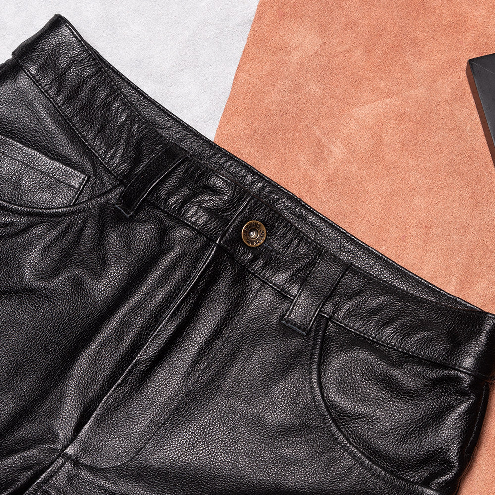 Harley leather pants, men's top layer cowhide multi-pocket cargo pants, motorcycle riding leather pants, can be added with protective gear