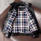 New pure top layer cowhide leather leather jacket men's plus size denim jacket fashion casual men's lapel jacket