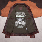 Vintage distressed A2 leather jacket top layer cowhide western leather coat daddy leather leather jacket men's loose cropped jacket
