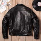 Stormrider cargo leather jacket men's lapel slim leather jacket oil wax top layer cowhide denim leather jacket
