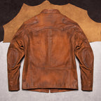 American vintage men's full-grain uncoated matte venom jacket top layer cowhide short stand-up collar leather jacket