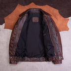 Retro men's and women's Hong Kong-style leather jackets, loose daddy leather jackets, retro distressed cowhide lapels, wide jackets