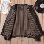 Venom hand-polished top layer calfskin men's slim stand-up collar leather leather motorcycle riding leather jacket jacket