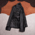 Top layer cowhide men's slim leather jacket leather jacket stand-up collar short cycling motorcycle casual top autumn and winter