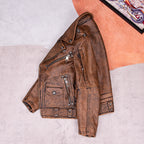 Classic Harley motorcycle suit top layer cowhide leather leather jacket men's nostalgic retro old leather jacket motorcycle jacket