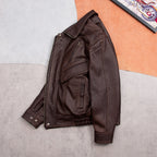 Vintage silhouette daddy leather jacket versatile suede A2 flight suit jacket Hong Kong style casual loose cropped jacket men's