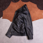 Top layer cowhide lapel leather jacket men's casual black leather jacket jacket zipper short simple men's clothes
