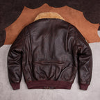 G1 flight suit top layer cowhide leather leather jacket men's motorcycle jacket made of old stone mill plus cotton plus size fur collar jacket