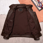 Top layer cowhide leather leather jacket men's 02 flight suit men's lapel short plus size casual leather jacket spring and autumn jacket