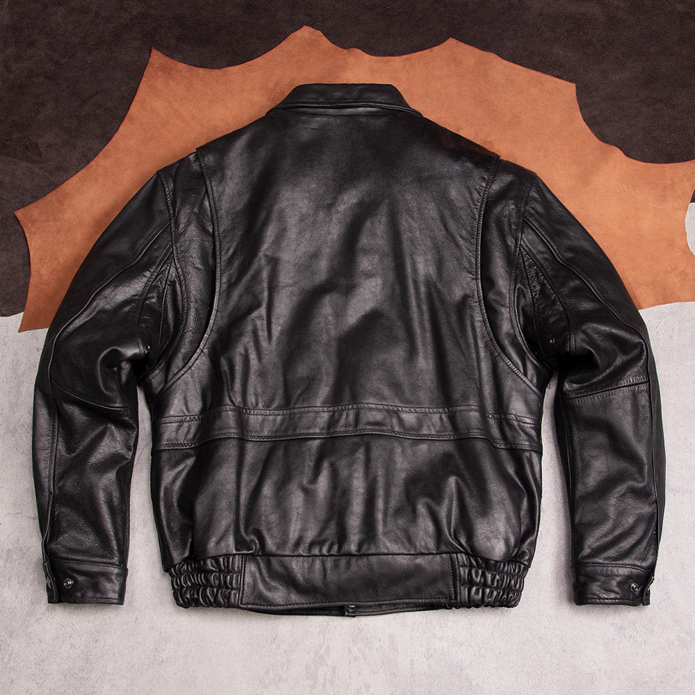 Retro Hong Kong-style men's and women's leather jackets, 90s daddy top layer cowhide washed frosted jackets, autumn and winter jackets