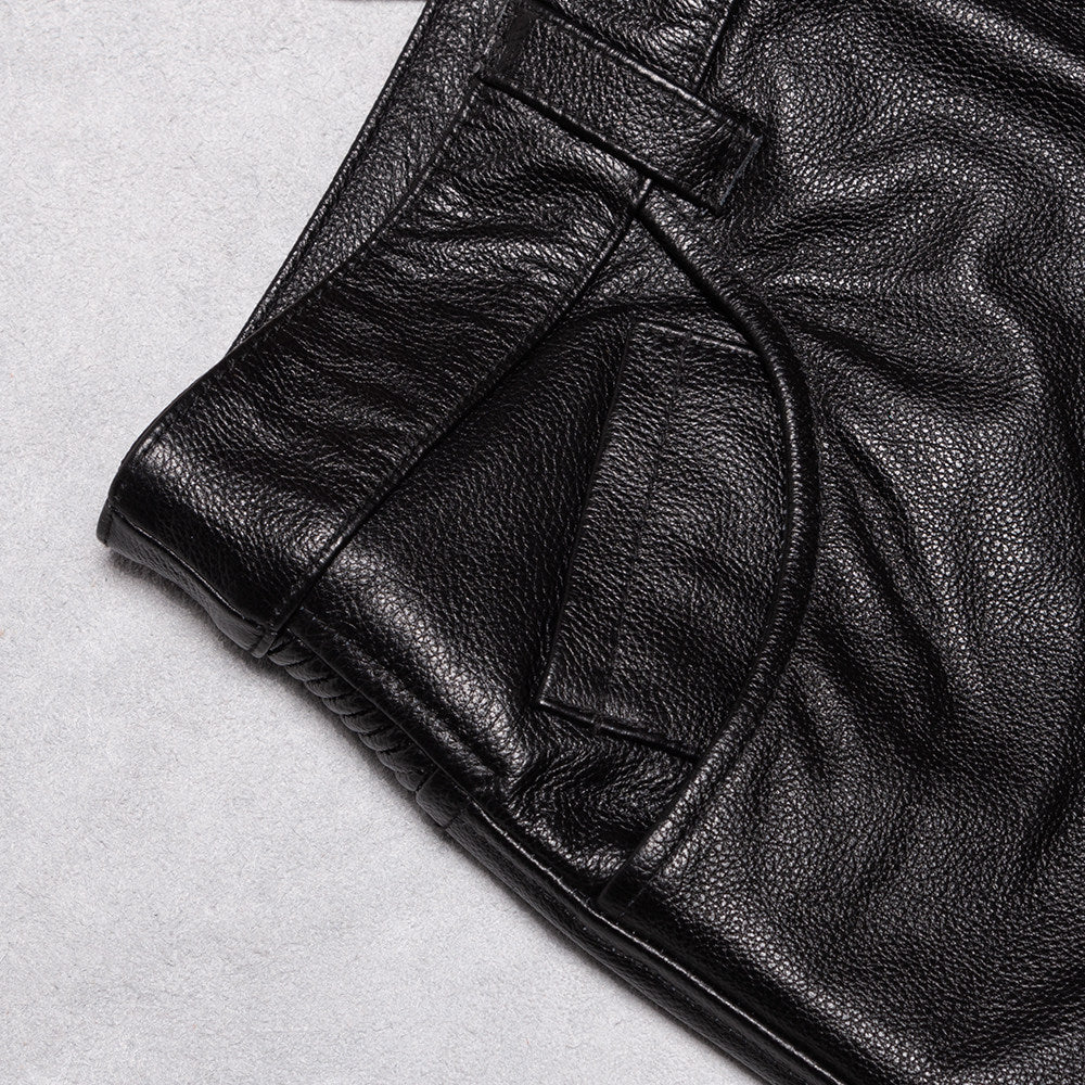 Harley leather pants, men's top layer cowhide multi-pocket cargo pants, motorcycle riding leather pants, can be added with protective gear