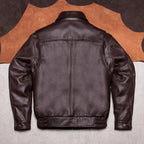 Cotton plus size port style wide lapel removable liner men's flight suit top layer cowhide leather jacket