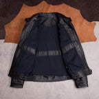 Top layer cowhide leather jacket men's autumn and winter new Korean version slim black jacket cropped top men's casual