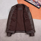 Pure top layer cowhide leather jacket men's casual business leather jacket lapel slim fit cropped leather jacket