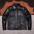 Brad Pitt's matching vintage suede leather jacket slim leather jacket men's cropped lapel biker jacket