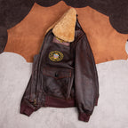 G1 flight suit top layer cowhide leather leather jacket men's motorcycle jacket made of old stone mill plus cotton plus size fur collar jacket